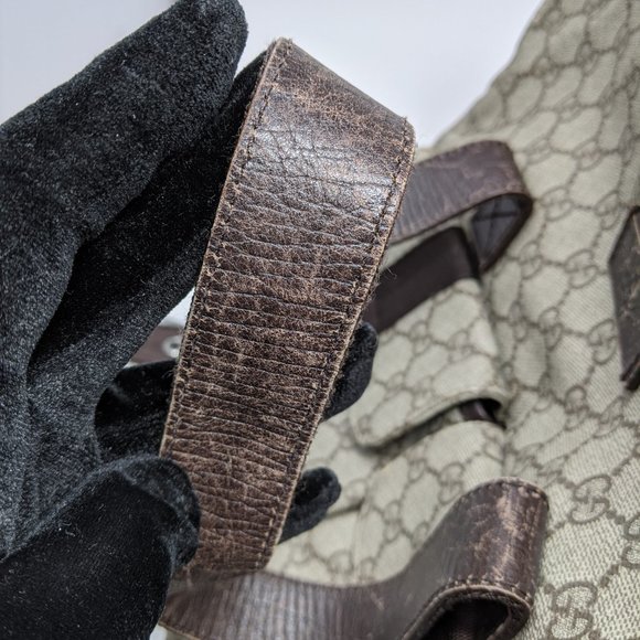 GUCCI PVC Beige & Dark Brown Two Pocket Tote Bag - Picture 14 of 16